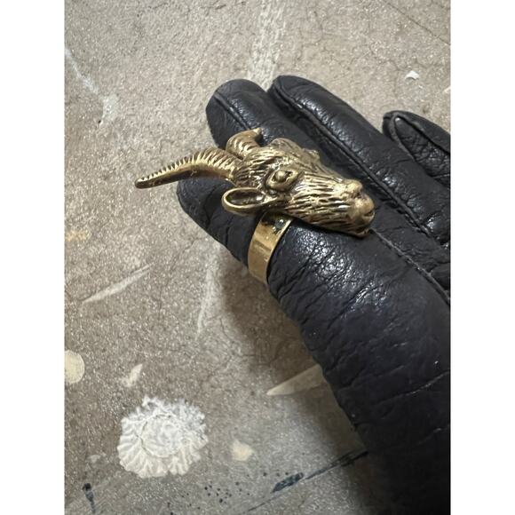 Stainless Baphomet ring. size 9 1/2, Goat< Fashion, Witch, Pentagram - Picture 2 of 2